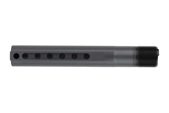 Lewis Machine and Tool AR-10 carbine receiver extension buffer tube features an extended lip for more strength